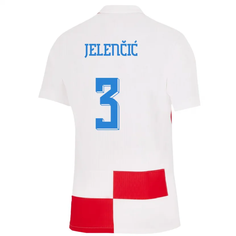 DanxenキッズクロアチアAna Jelencic#3赤、白ホームシャツ24-26ジャージーユニフォーム