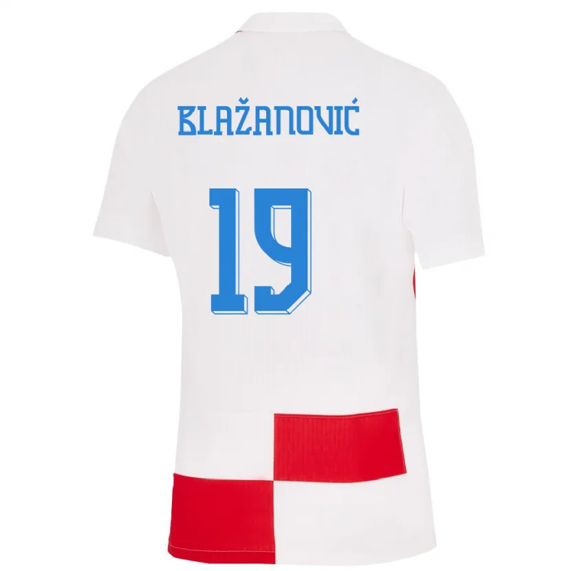 DanxenキッズクロアチアAntonio Blazanovic#19赤、白ホームシャツ24-26ジャージーユニフォーム