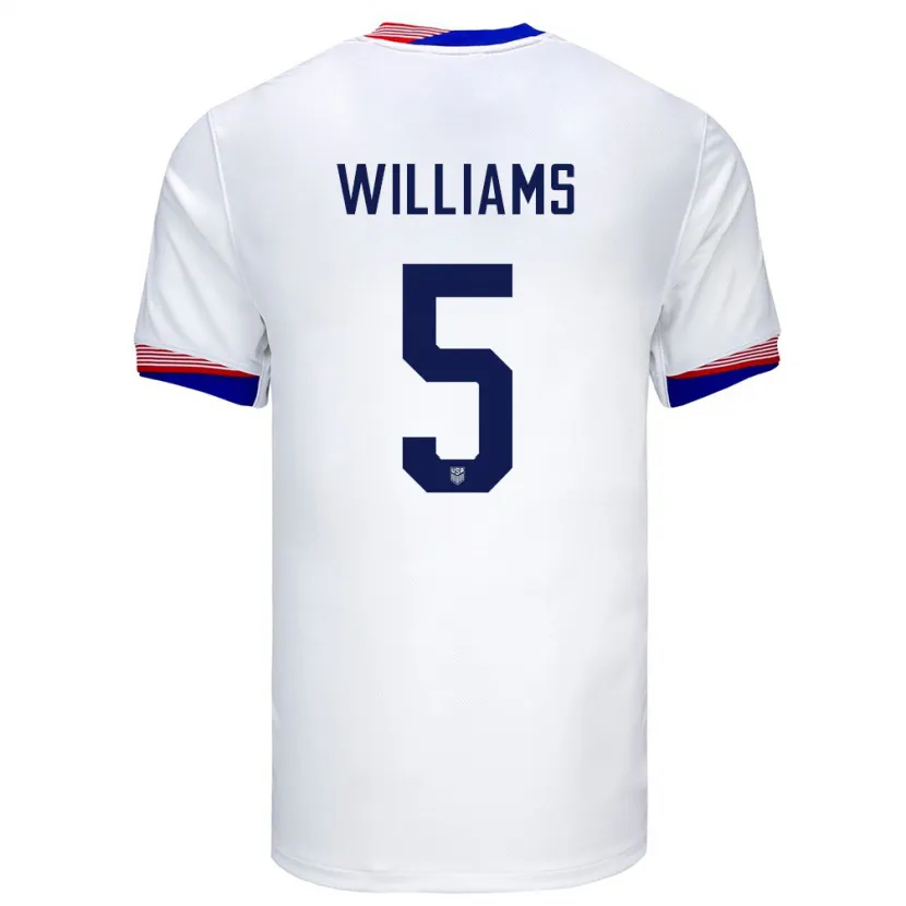 Danxenキッズアメリカ合衆国Thomas Williams#5白ホームシャツ24-26ジャージーユニフォーム