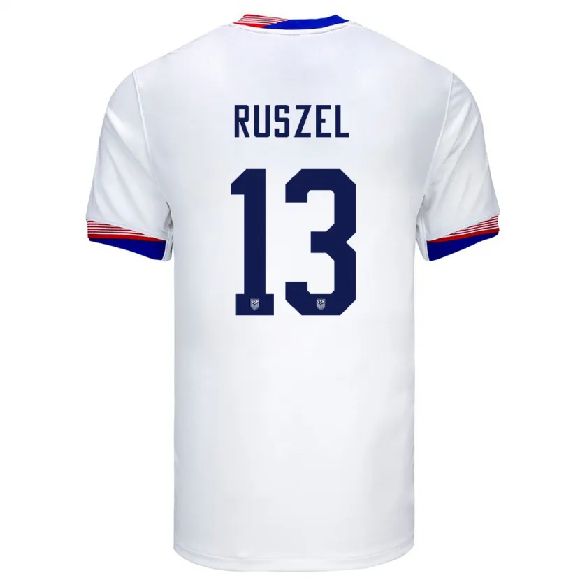 Danxenキッズアメリカ合衆国Marcel Ruszel#13白ホームシャツ24-26ジャージーユニフォーム