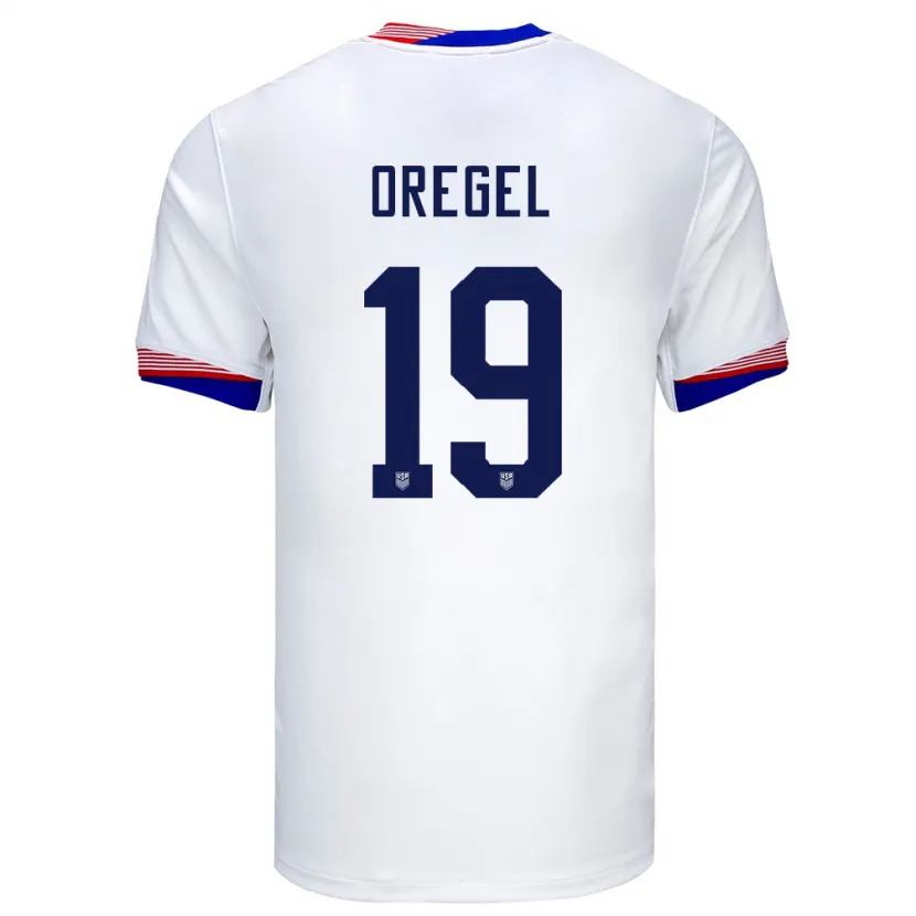 Danxenキッズアメリカ合衆国Sergio Oregel#19白ホームシャツ24-26ジャージーユニフォーム