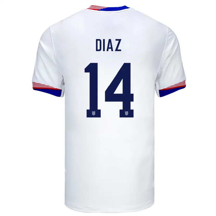 Danxenキッズアメリカ合衆国Christian Diaz#14白ホームシャツ24-26ジャージーユニフォーム