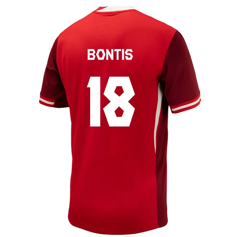 DanxenキッズカナダDino Bontis#18赤ホームシャツ24-26ジャージーユニフォーム