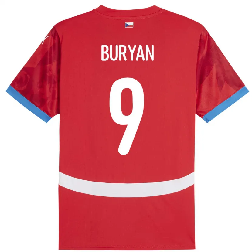 DanxenキッズチェコJan Buryan#9赤ホームシャツ24-26ジャージーユニフォーム