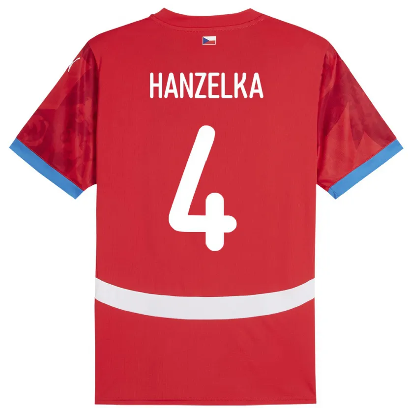 DanxenキッズチェコDenis Hanzelka#4赤ホームシャツ24-26ジャージーユニフォーム