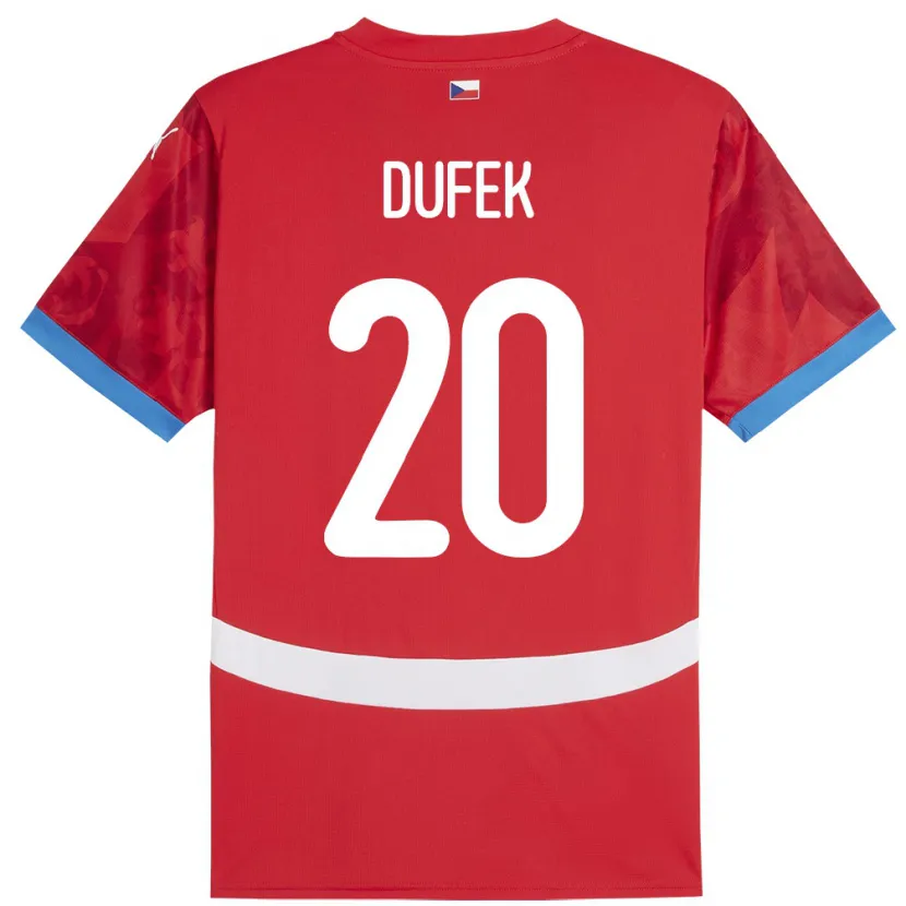 DanxenキッズチェコJakub Dufek#20赤ホームシャツ24-26ジャージーユニフォーム