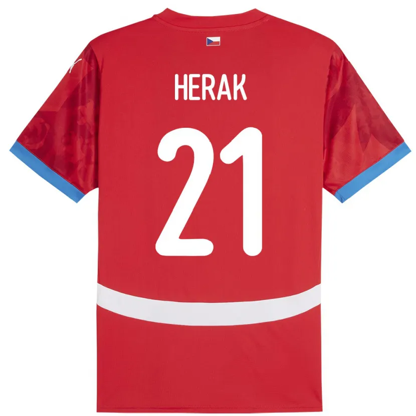 DanxenキッズチェコFrantisek Herak#21赤ホームシャツ24-26ジャージーユニフォーム