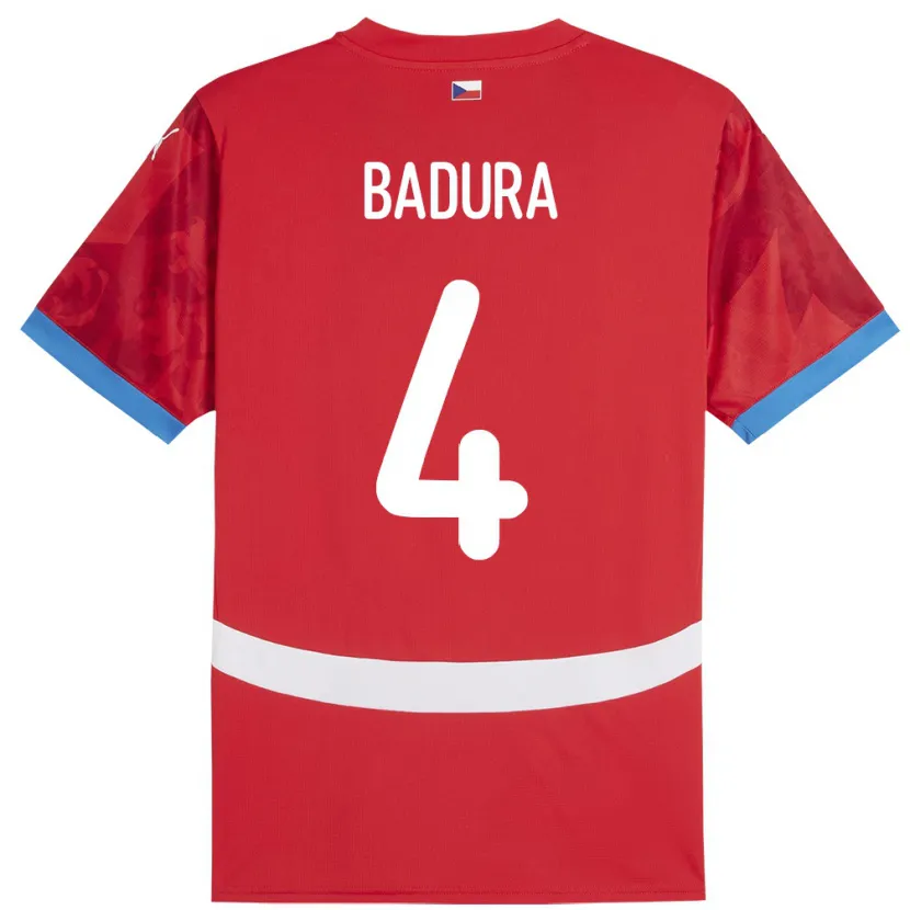 DanxenキッズチェコVitezslav Badura#4赤ホームシャツ24-26ジャージーユニフォーム