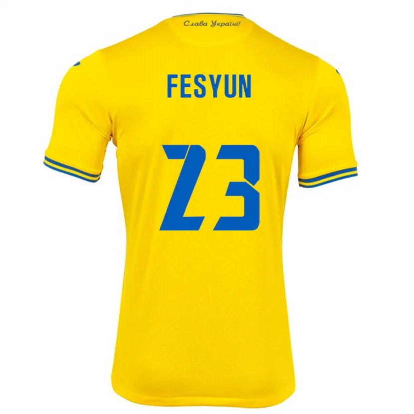 DanxenキッズウクライナKiril Fesyun#23黄ホームシャツ24-26ジャージーユニフォーム