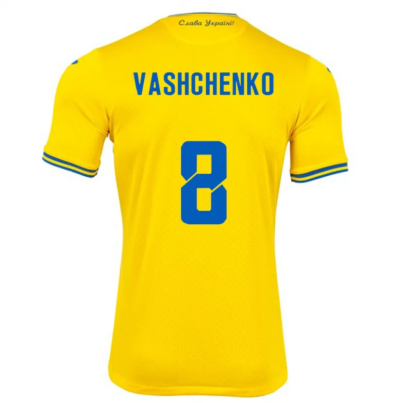 DanxenキッズウクライナDaniil Vashchenko#8黄ホームシャツ24-26ジャージーユニフォーム