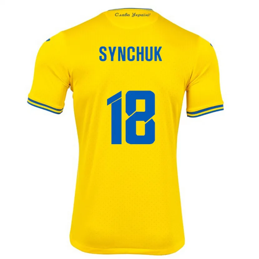 DanxenキッズウクライナGennadiy Synchuk#18黄ホームシャツ24-26ジャージーユニフォーム