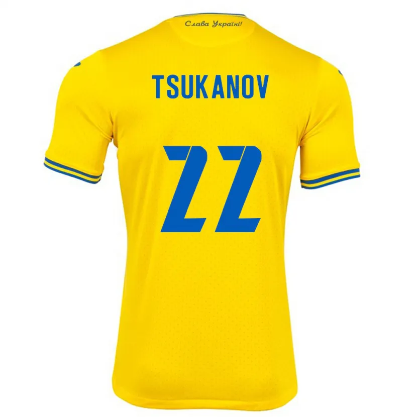 DanxenキッズウクライナViktor Tsukanov#22黄ホームシャツ24-26ジャージーユニフォーム