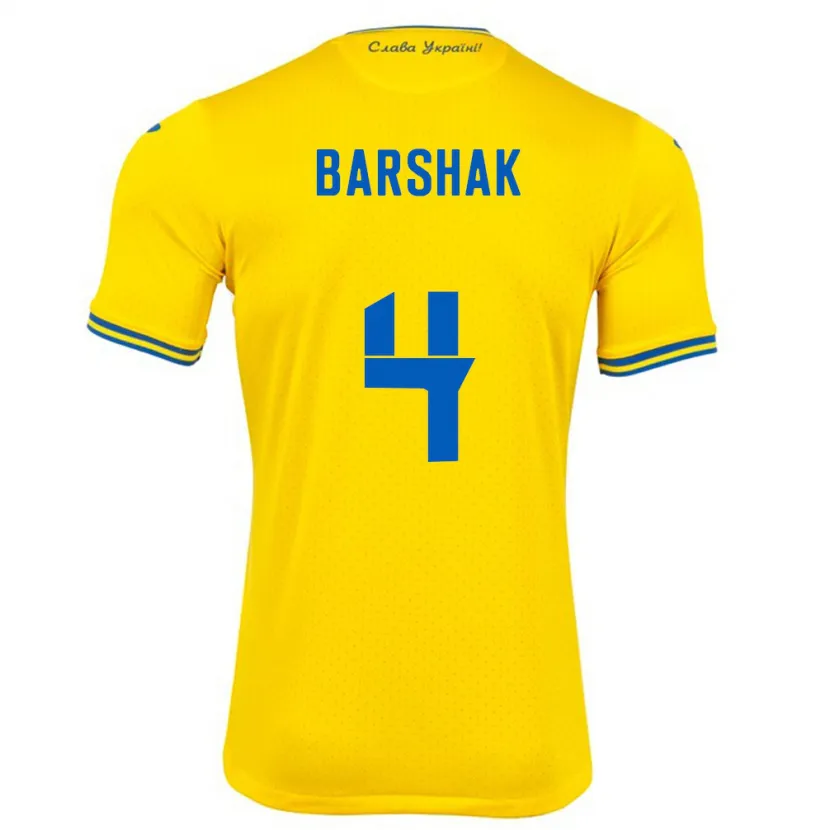 DanxenキッズウクライナMaksym Barshak#4黄ホームシャツ24-26ジャージーユニフォーム