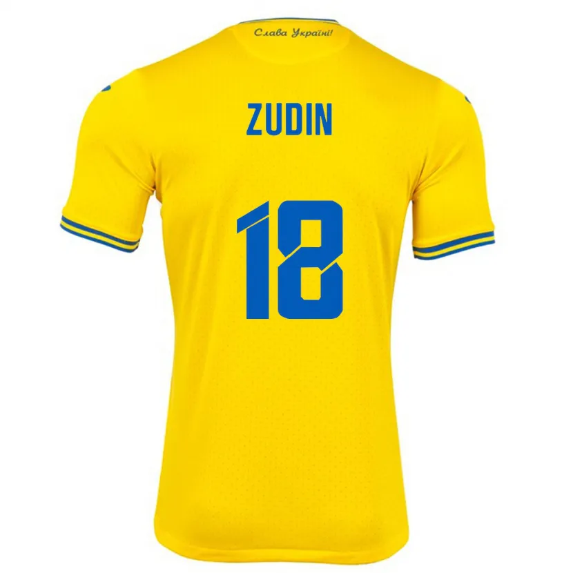 DanxenキッズウクライナDmytro Zudin#18黄ホームシャツ24-26ジャージーユニフォーム