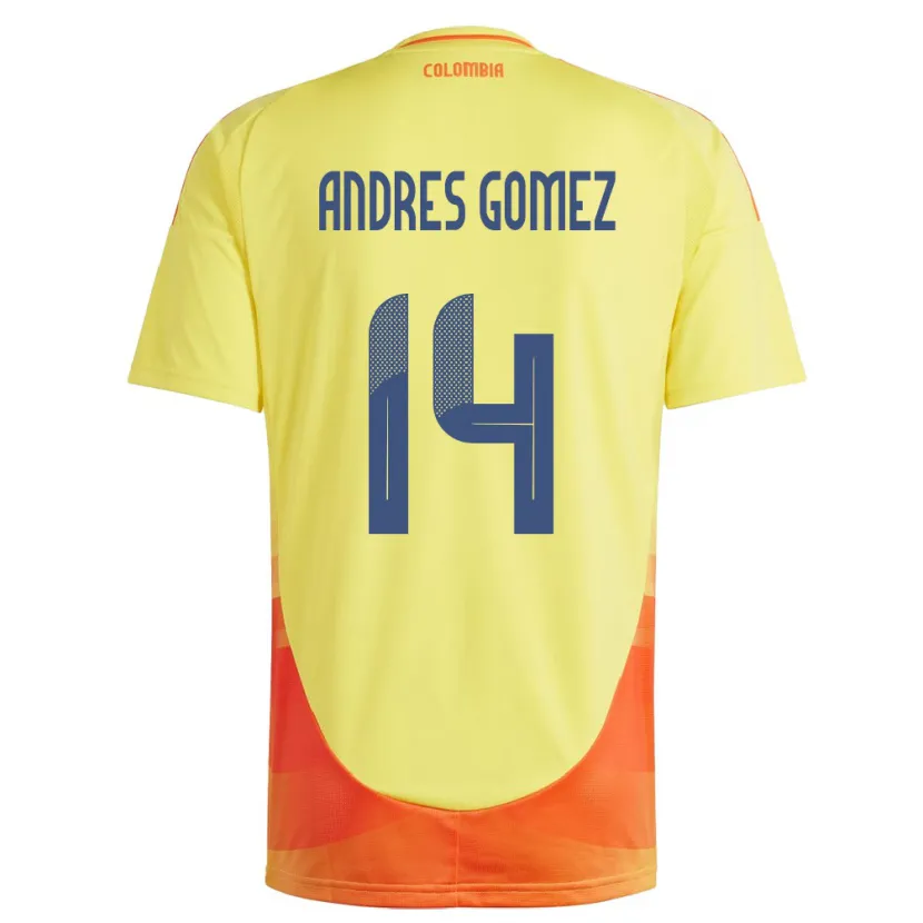 DanxenキッズコロンビアCarlos Andrés Gómez#14黄ホームシャツ24-26ジャージーユニフォーム