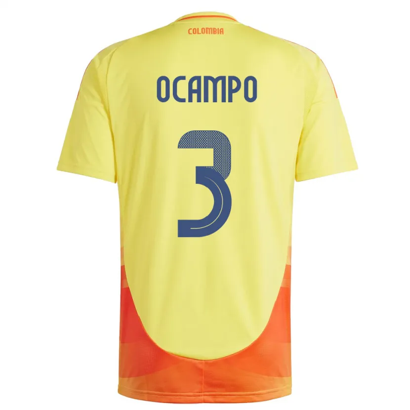 DanxenキッズコロンビアÉdier Ocampo#3黄ホームシャツ24-26ジャージーユニフォーム