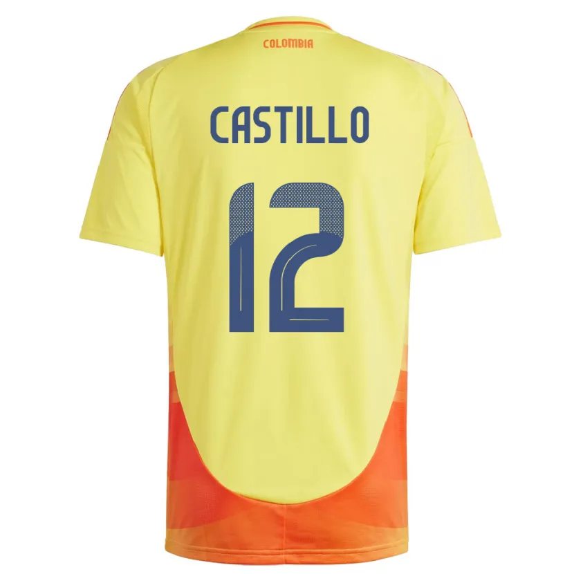 DanxenキッズコロンビアJuan Castillo#12黄ホームシャツ24-26ジャージーユニフォーム