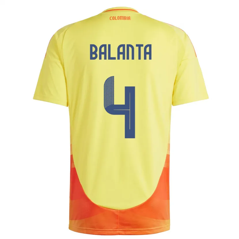 DanxenキッズコロンビアMarlon Balanta#4黄ホームシャツ24-26ジャージーユニフォーム