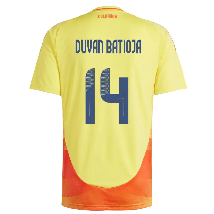 DanxenキッズコロンビアAndy Duván Batioja#14黄ホームシャツ24-26ジャージーユニフォーム