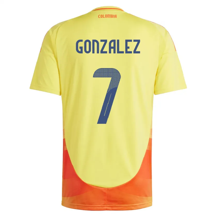 DanxenキッズコロンビアCelis González#7黄ホームシャツ24-26ジャージーユニフォーム