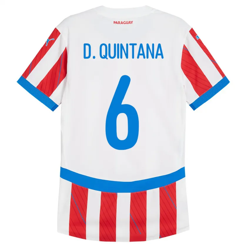 DanxenキッズパラグアイDulce Quintana#6赤、白ホームシャツ24-26ジャージーユニフォーム