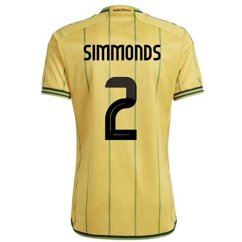 DanxenキッズジャマイカNicholas Simmonds#2黄ホームシャツ24-26ジャージーユニフォーム