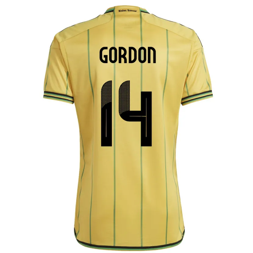 DanxenキッズジャマイカAshton Gordon#14黄ホームシャツ24-26ジャージーユニフォーム