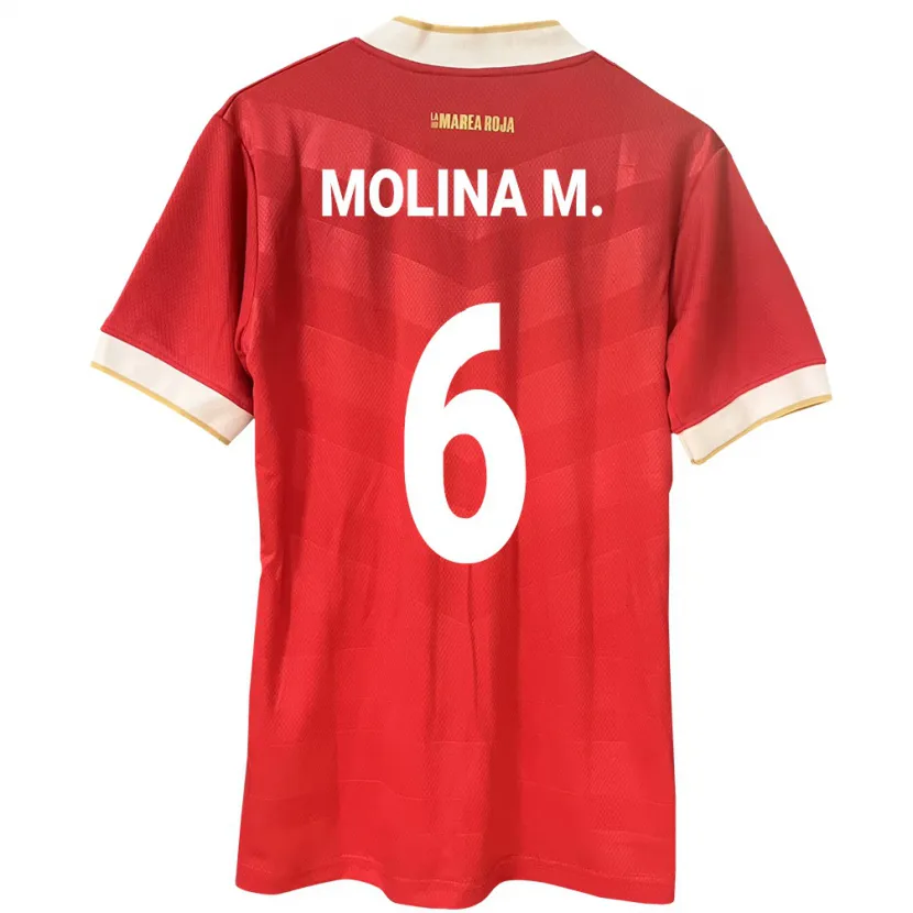 DanxenキッズパナマMariana Molina#6赤ホームシャツ24-26ジャージーユニフォーム