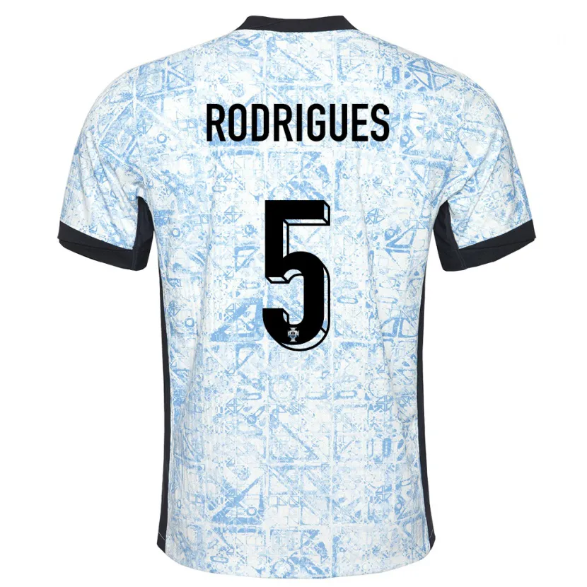 DanxenキッズポルトガルRafael Rodrigues#5クリームブルーアウェイシャツ24-26ジャージーユニフォーム