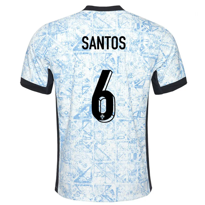 DanxenキッズポルトガルVasco Santos#6クリームブルーアウェイシャツ24-26ジャージーユニフォーム