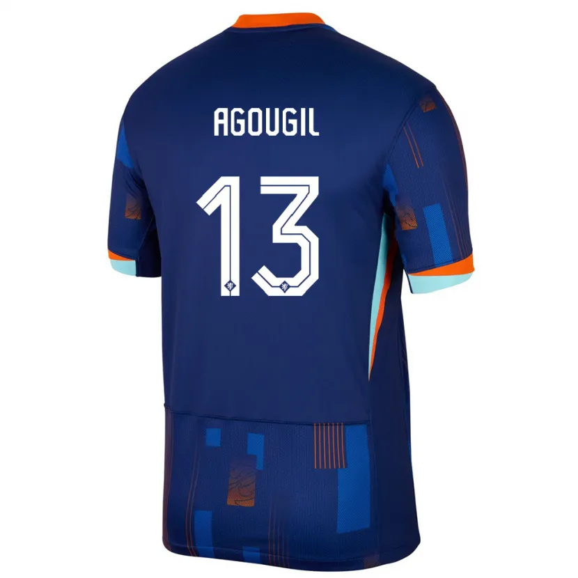 DanxenキッズオランダOualid Agougil#13青アウェイシャツ24-26ジャージーユニフォーム