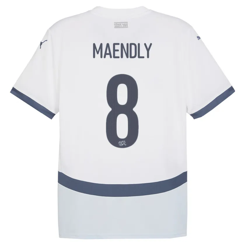 DanxenキッズスイスSandy Maendly#8白アウェイシャツ24-26ジャージーユニフォーム