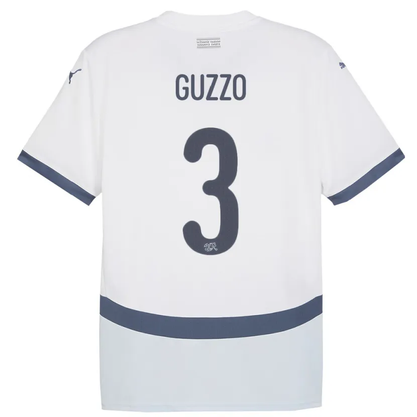 DanxenキッズスイスRamon Guzzo#3白アウェイシャツ24-26ジャージーユニフォーム