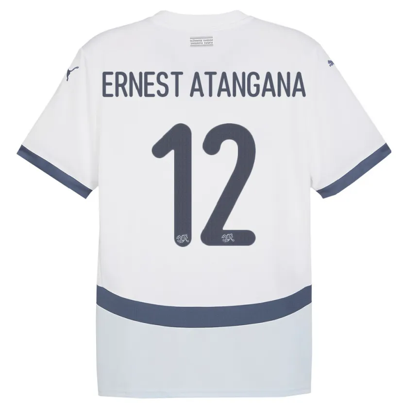 DanxenキッズスイスBrian Ernest Atangana#12白アウェイシャツ24-26ジャージーユニフォーム