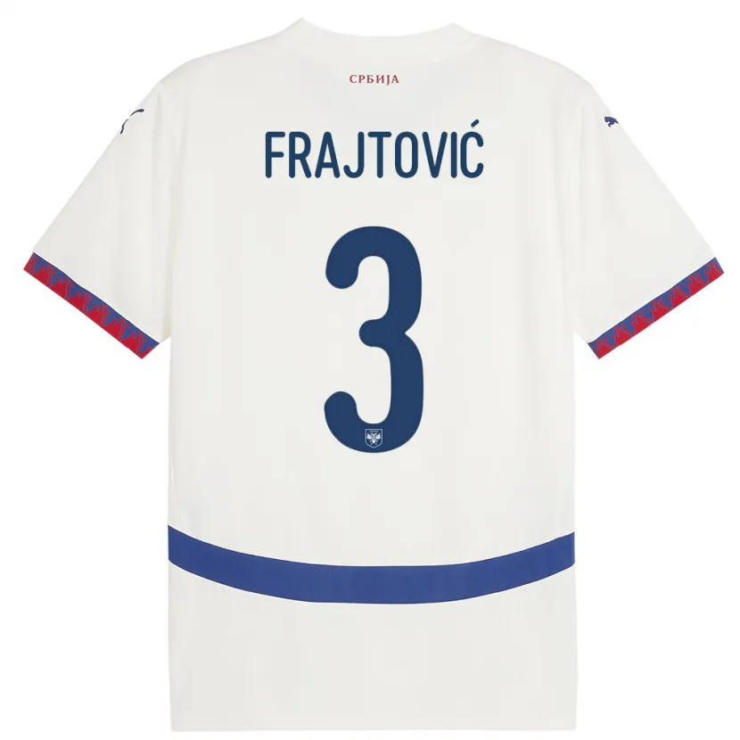 DanxenキッズセルビアAndela Frajtovic#3白アウェイシャツ24-26ジャージーユニフォーム