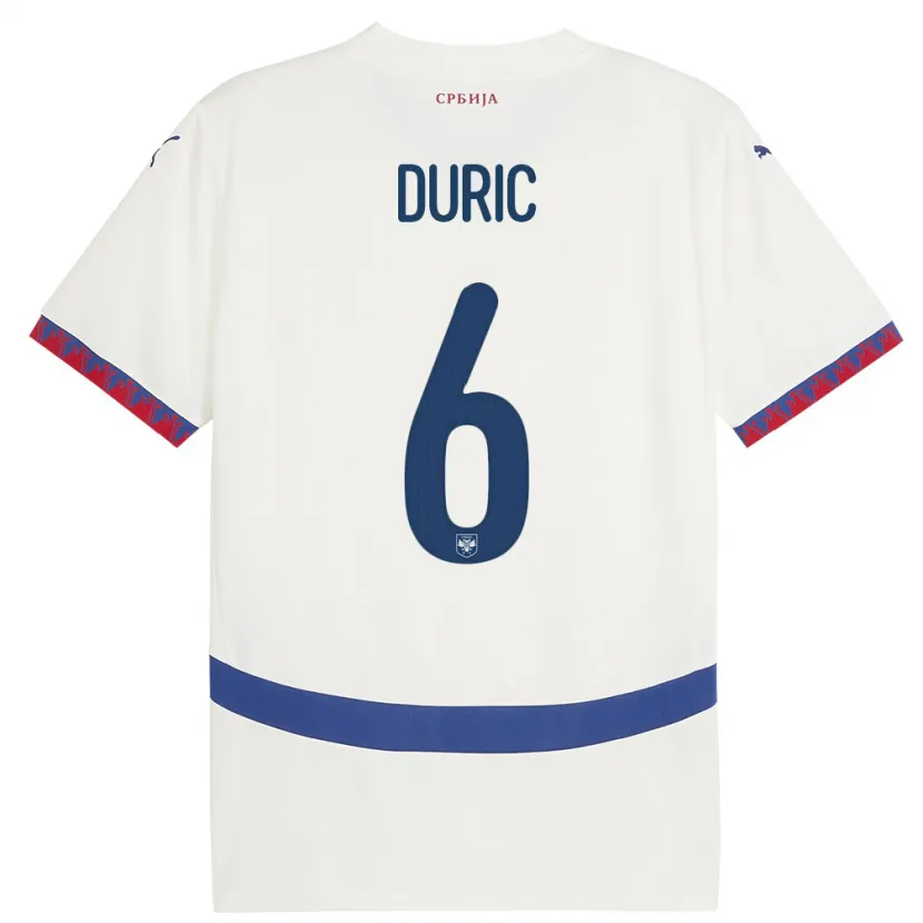 DanxenキッズセルビアAndrej Duric#6白アウェイシャツ24-26ジャージーユニフォーム