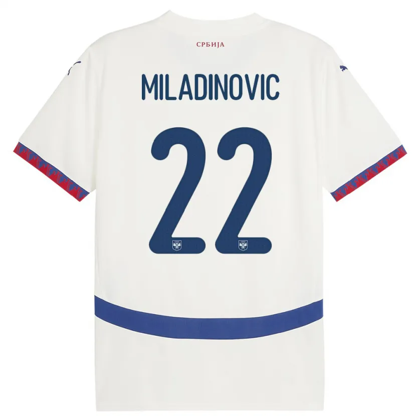 DanxenキッズセルビアIgor Miladinovic#22白アウェイシャツ24-26ジャージーユニフォーム