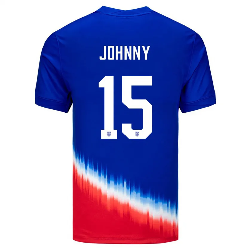 Danxenキッズアメリカ合衆国Johnny#15青アウェイシャツ24-26ジャージーユニフォーム