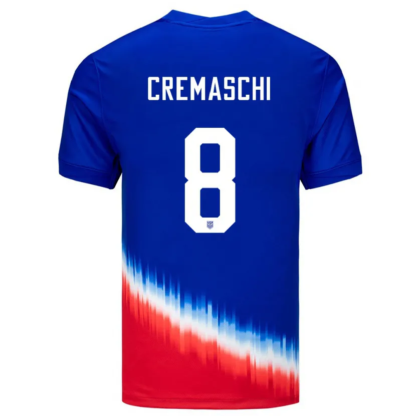 Danxenキッズアメリカ合衆国Benjamin Cremaschi#8青アウェイシャツ24-26ジャージーユニフォーム