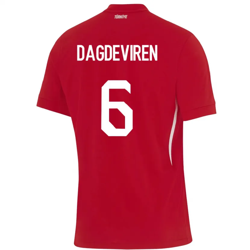 DanxenキッズトルコDiren Dağdeviren#6赤アウェイシャツ24-26ジャージーユニフォーム