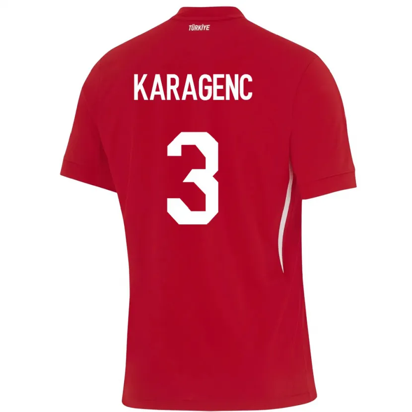 DanxenキッズトルコDidem Karagenç#3赤アウェイシャツ24-26ジャージーユニフォーム