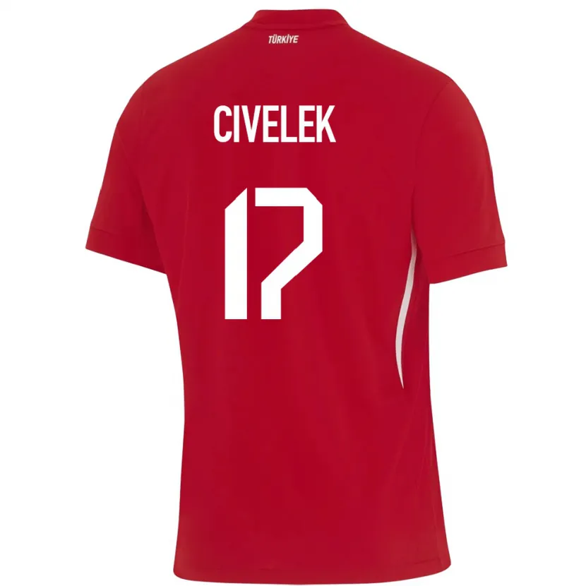 Danxenキッズトルコİlayda Civelek#17赤アウェイシャツ24-26ジャージーユニフォーム