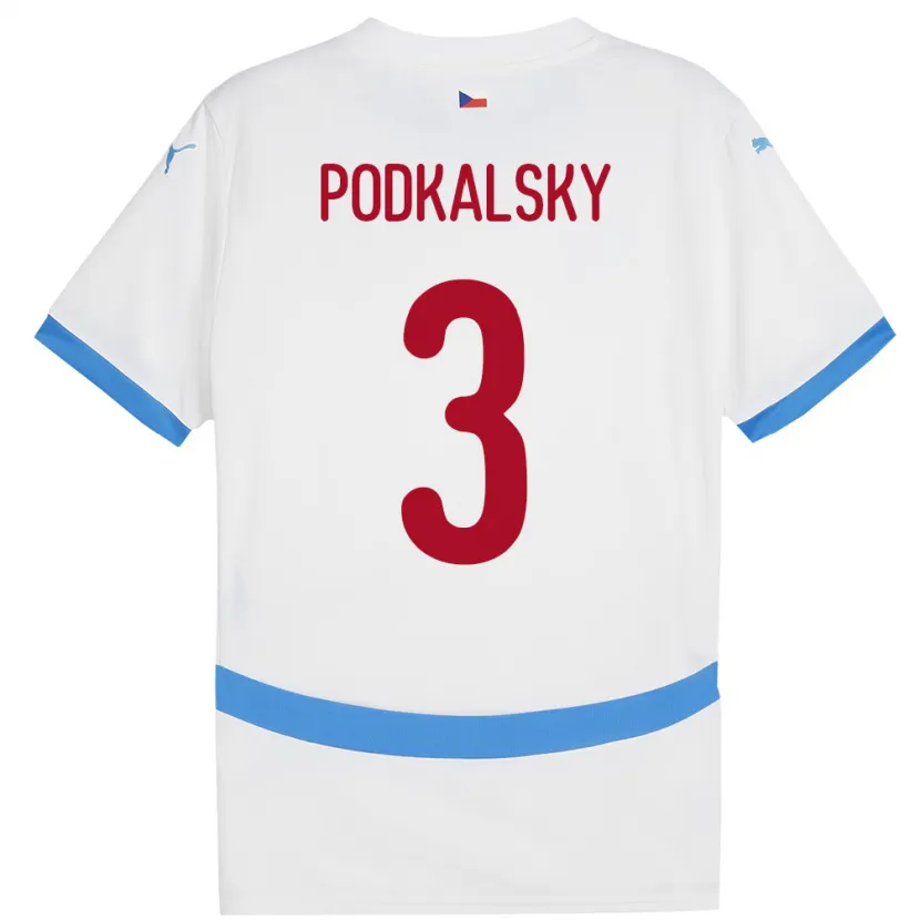 DanxenキッズチェコJakub Podkalsky#3白アウェイシャツ24-26ジャージーユニフォーム