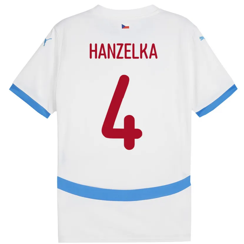 DanxenキッズチェコDenis Hanzelka#4白アウェイシャツ24-26ジャージーユニフォーム