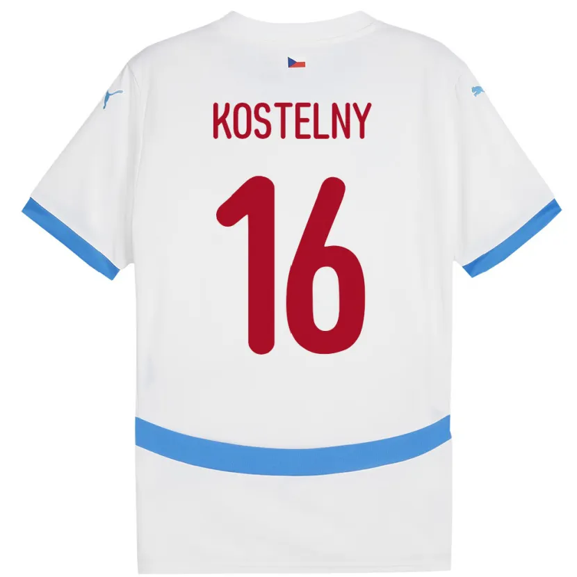 DanxenキッズチェコKrystof Kostelny#16白アウェイシャツ24-26ジャージーユニフォーム