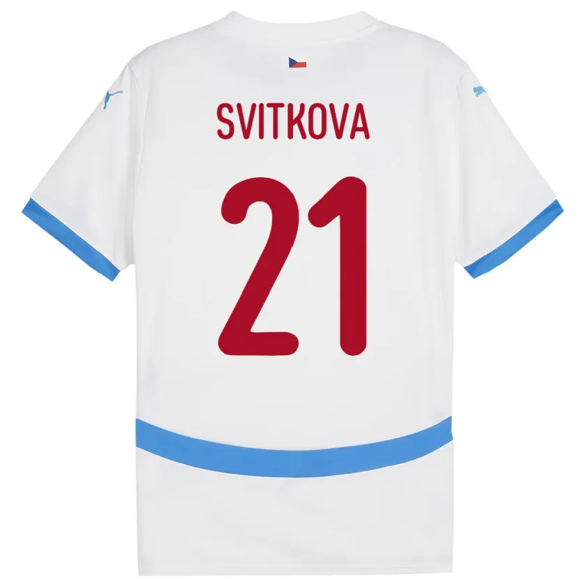 DanxenキッズチェコKateřina Svitková#21白アウェイシャツ24-26ジャージーユニフォーム