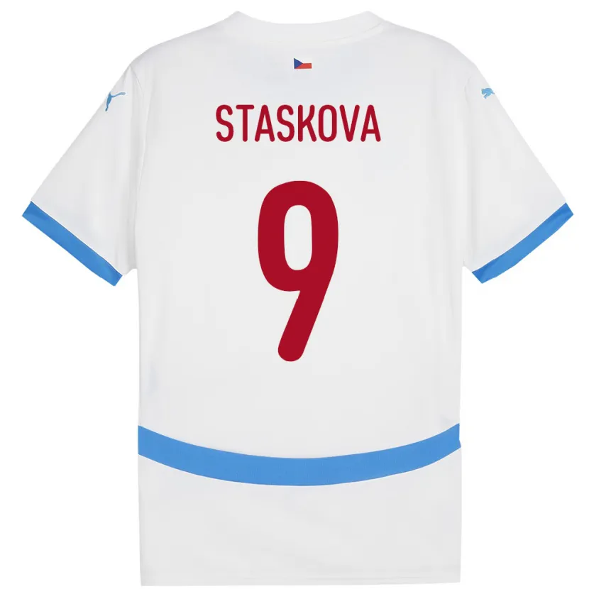 DanxenキッズチェコAndrea Stašková#9白アウェイシャツ24-26ジャージーユニフォーム