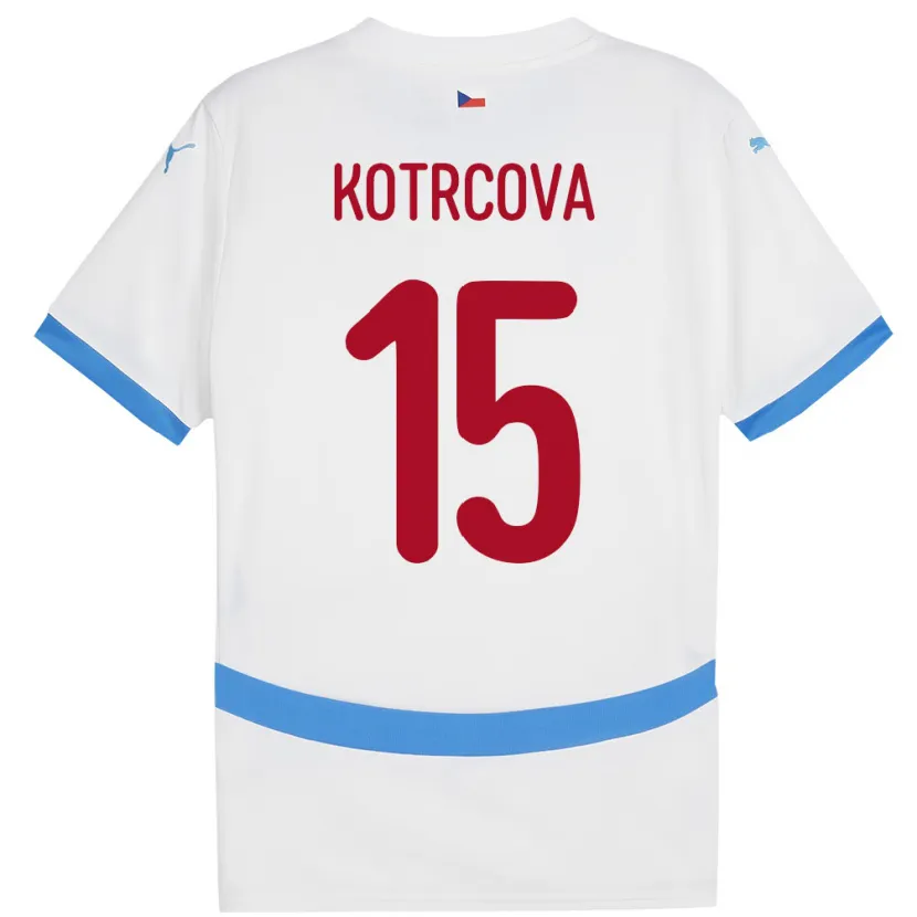 DanxenキッズチェコKateřina Kotrčová#15白アウェイシャツ24-26ジャージーユニフォーム