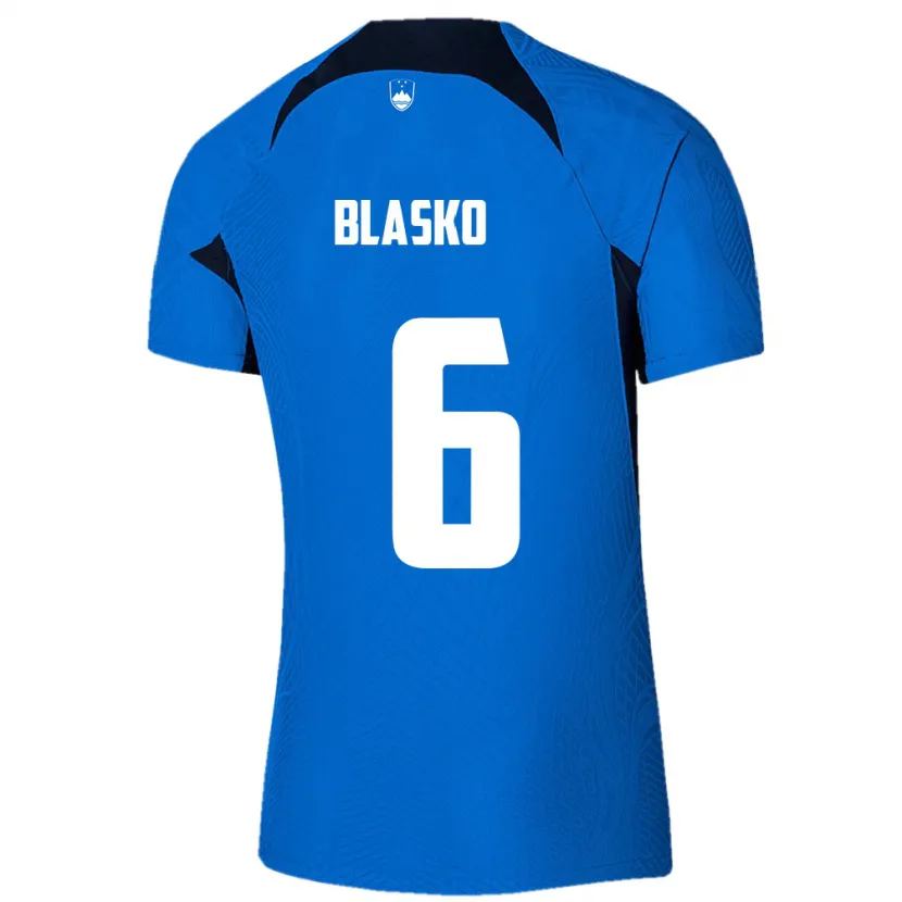 DanxenキッズスロベニアSvit Blasko#6青アウェイシャツ24-26ジャージーユニフォーム