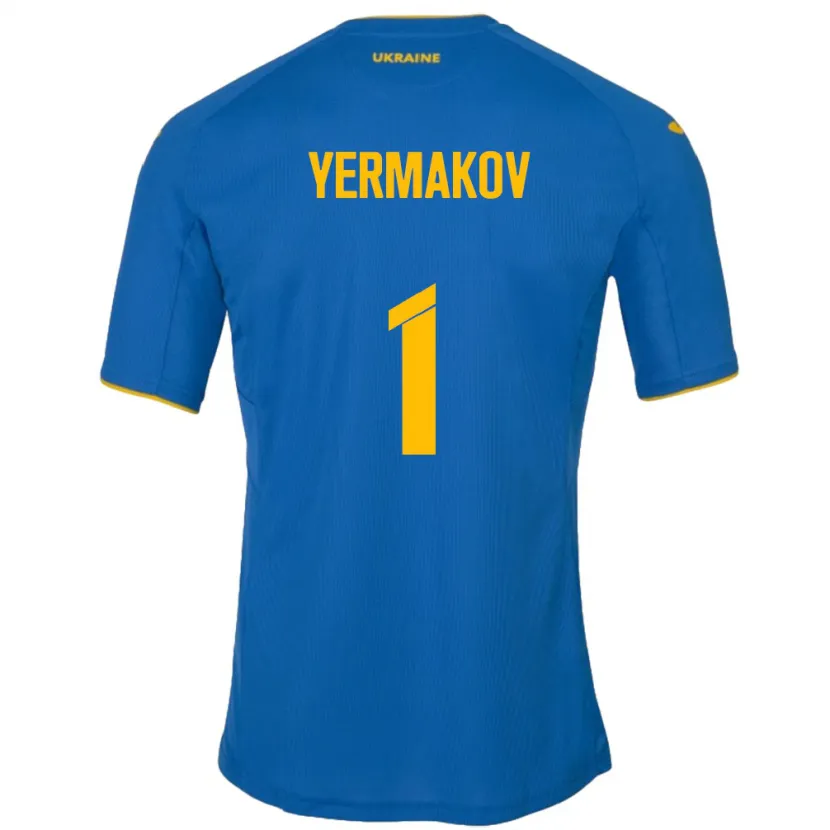 DanxenキッズウクライナGeorgiy Yermakov#1青アウェイシャツ24-26ジャージーユニフォーム